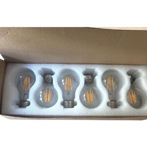 NIB Kohree Dimmable 6 Pack LED Edison Bulbs A19 E26 Base Clear Glass Filament 4"